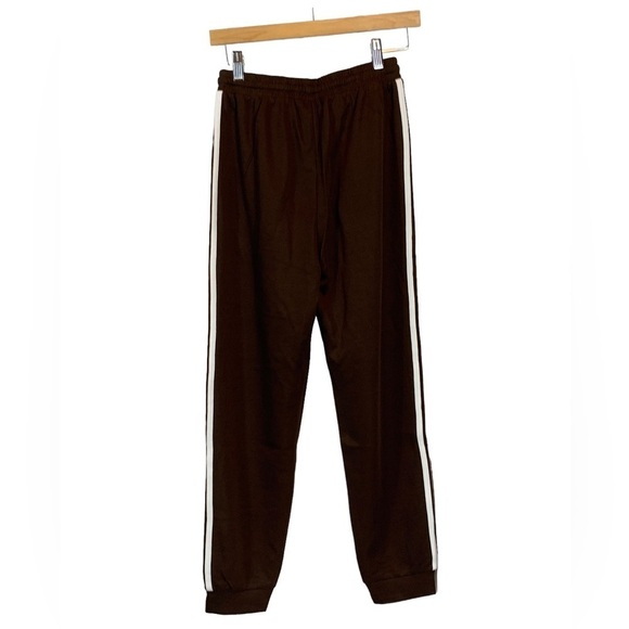 Women's Brown Track Pants with White Side Stripes - Small - Picture 2 of 7